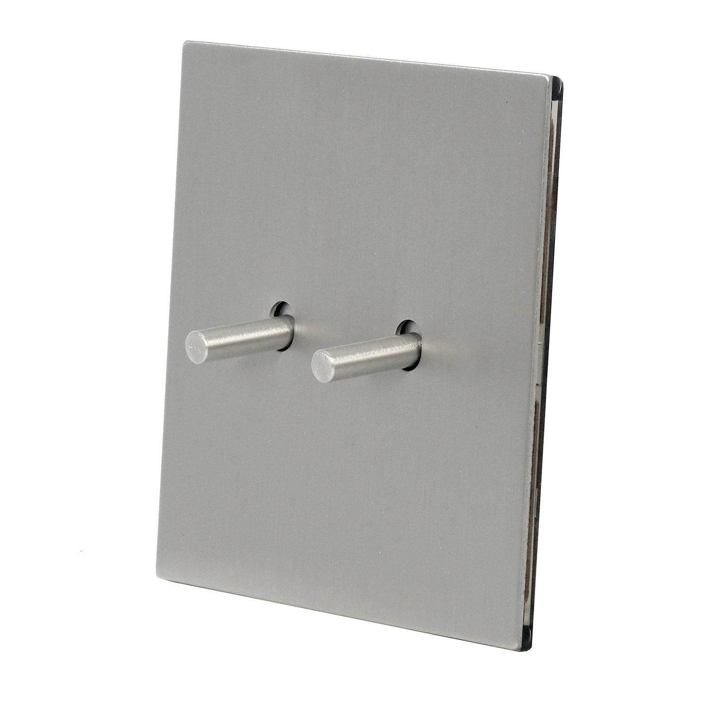 2 Gang 2 Way Switch – Plain Toggle – Stainless Steel / Copper