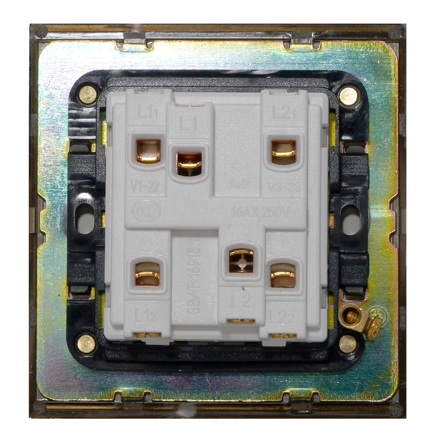 1 Gang Intermediate Switch – Plain Toggle – Stainless Steel / Copper