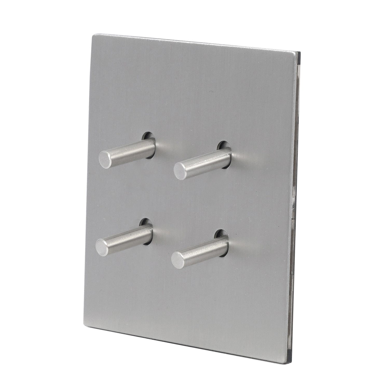 4 Gang 2 Way Switch (86) – Plain Toggle – Stainless Steel / Copper