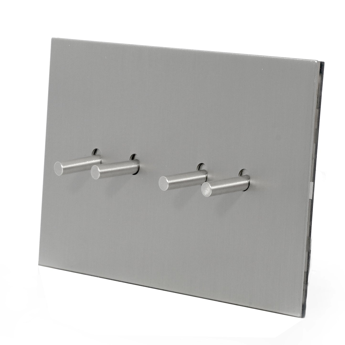 4 Gang 2 Way Switch (148) – Plain Toggle – Stainless Steel / Copper