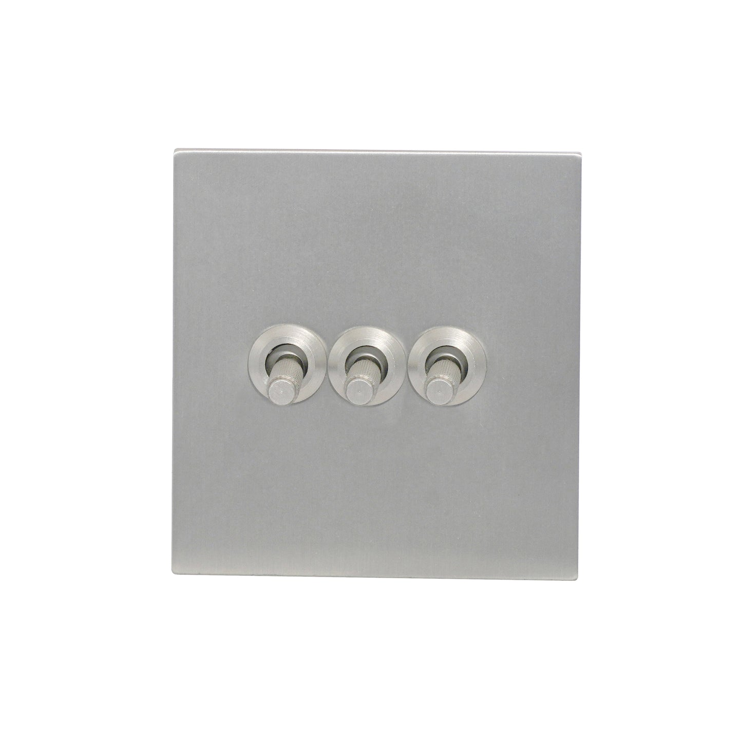 3 Gang 2 Way Switch – Knurled Toggle – Stainless Steel / Copper