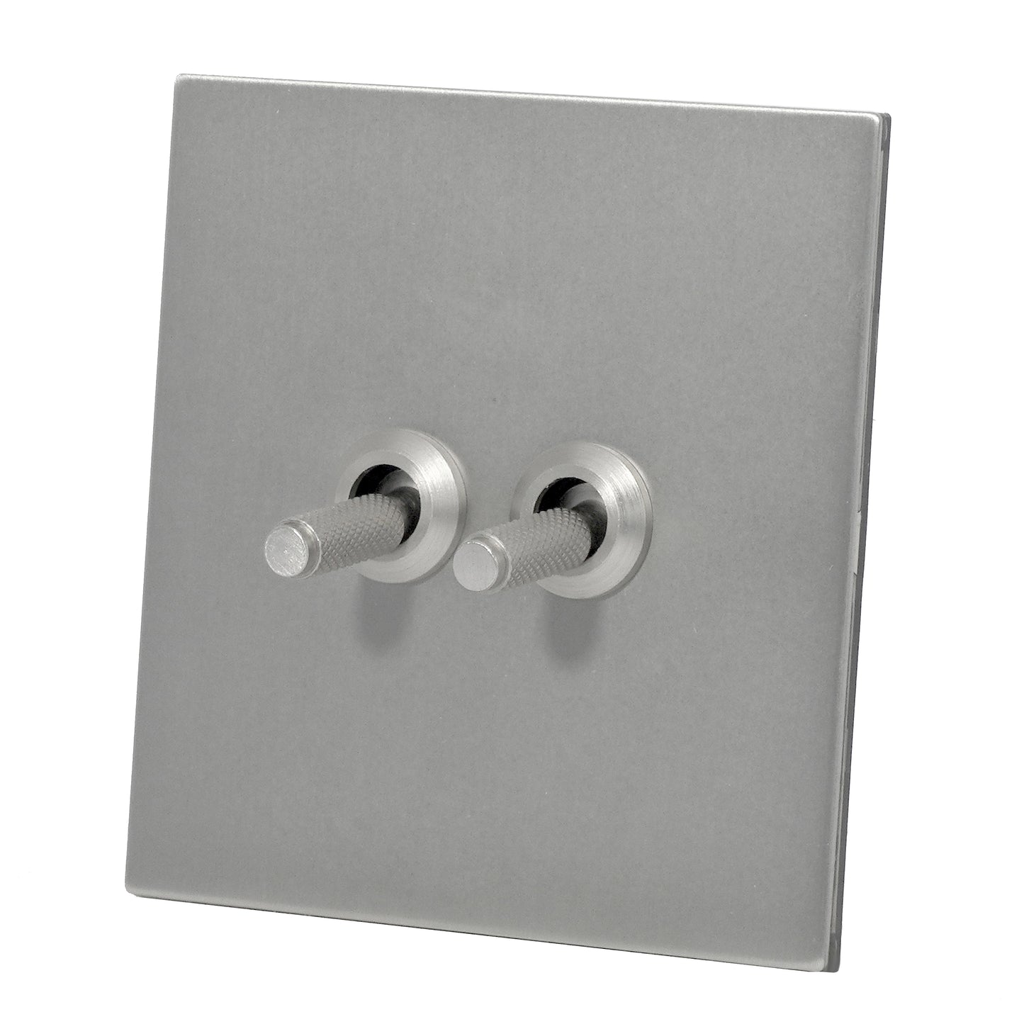 2 Gang 2 Way Switch – Knurled Toggle – Stainless Steel / Copper