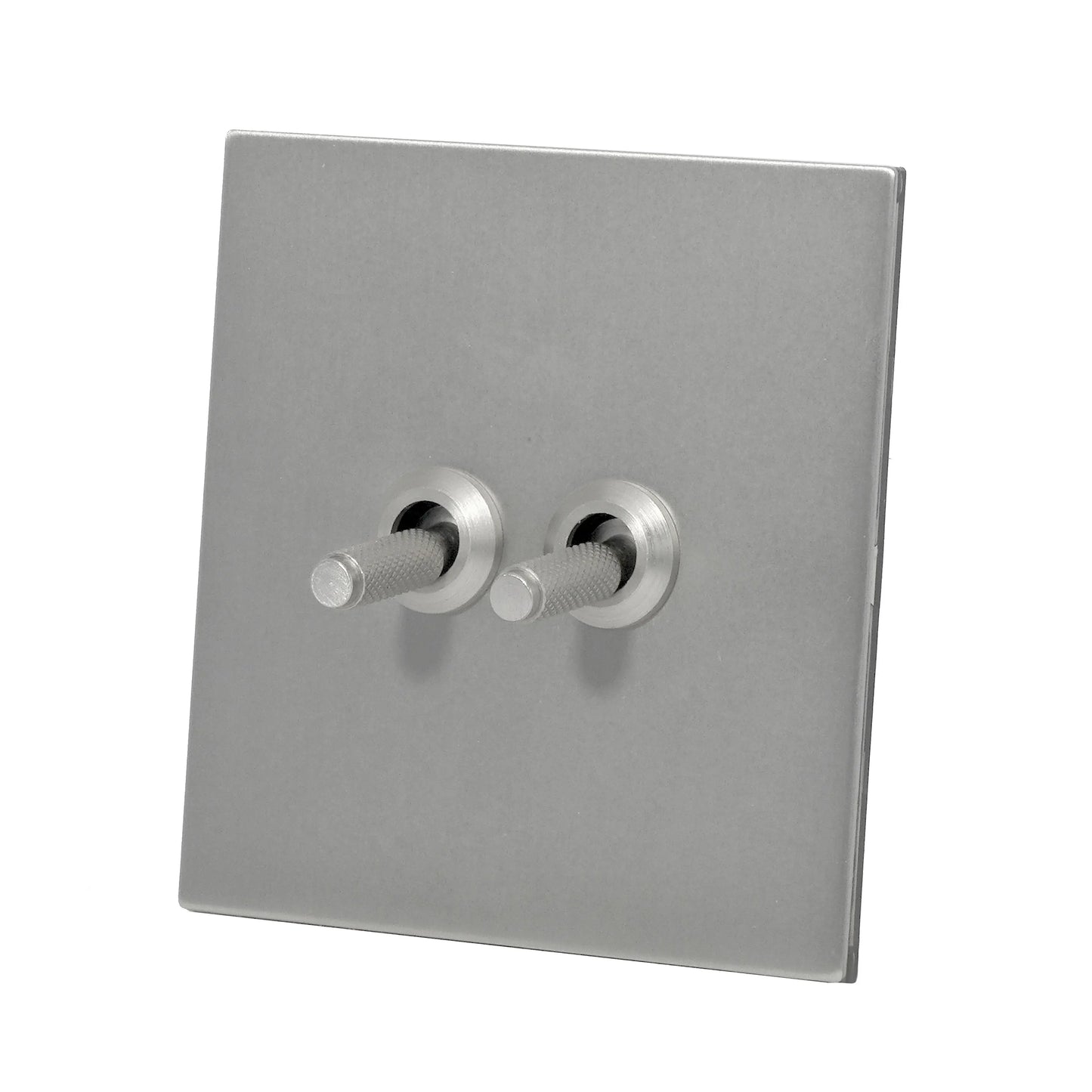 2 Gang 2 Way Switch – Knurled Toggle – Stainless Steel / Copper