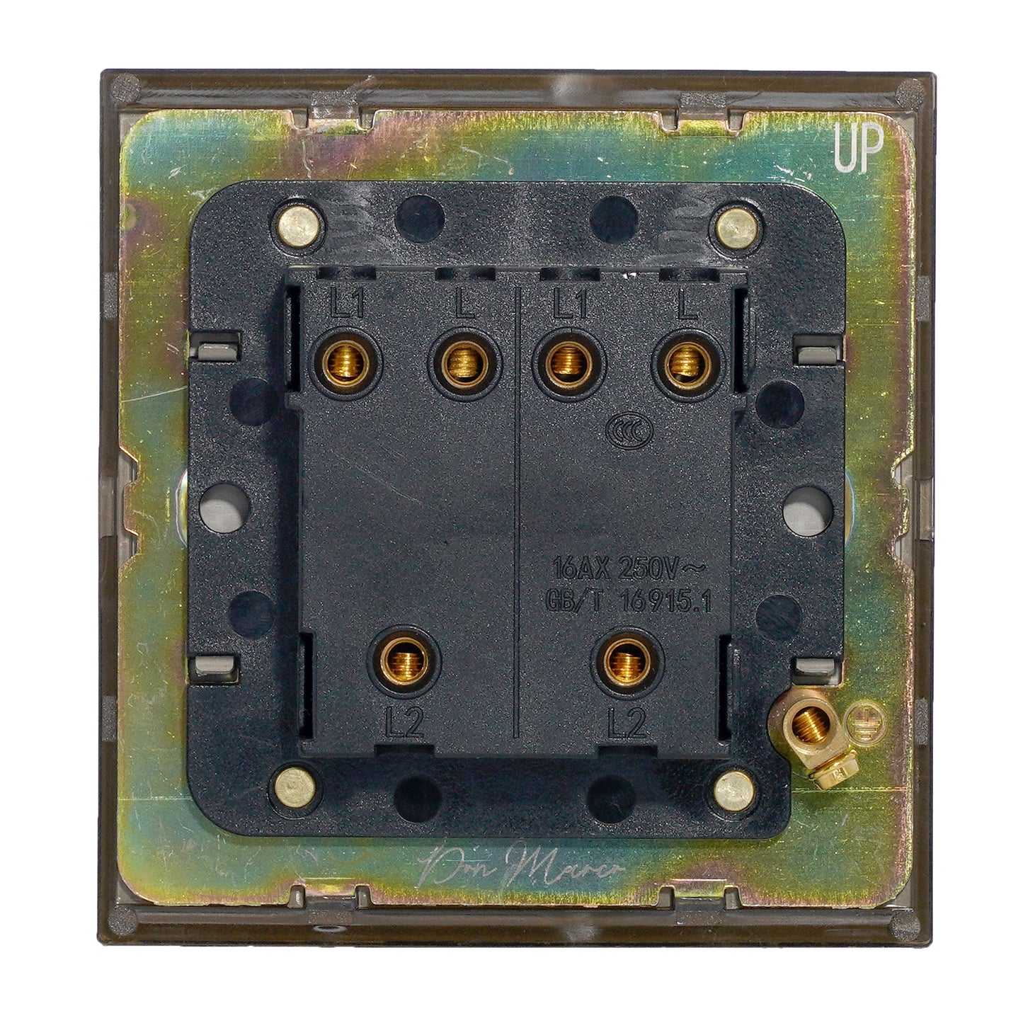 2 Gang 2 Way Switch – Knurled Toggle – Stainless Steel / Copper