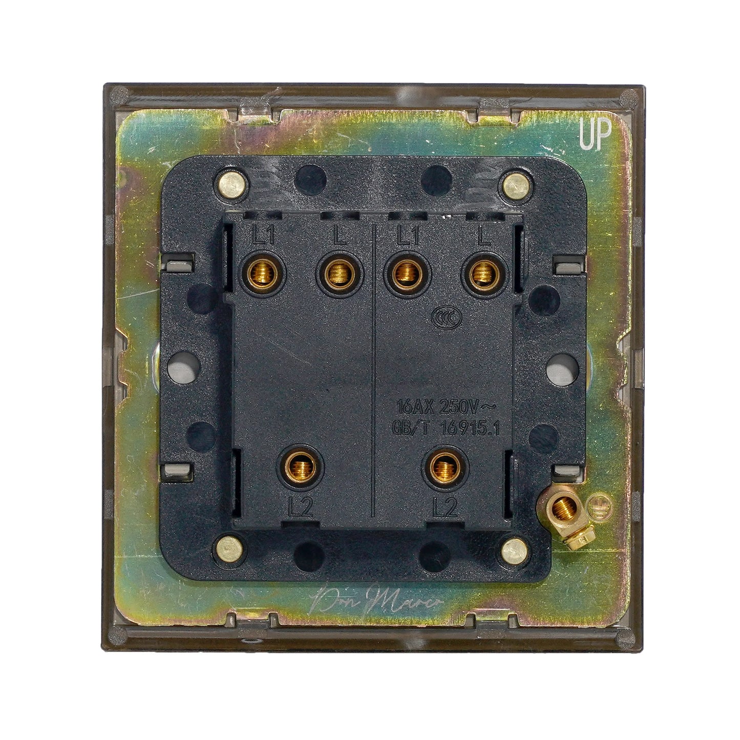 2 Gang 2 Way Switch – Knurled Toggle – Stainless Steel / Copper
