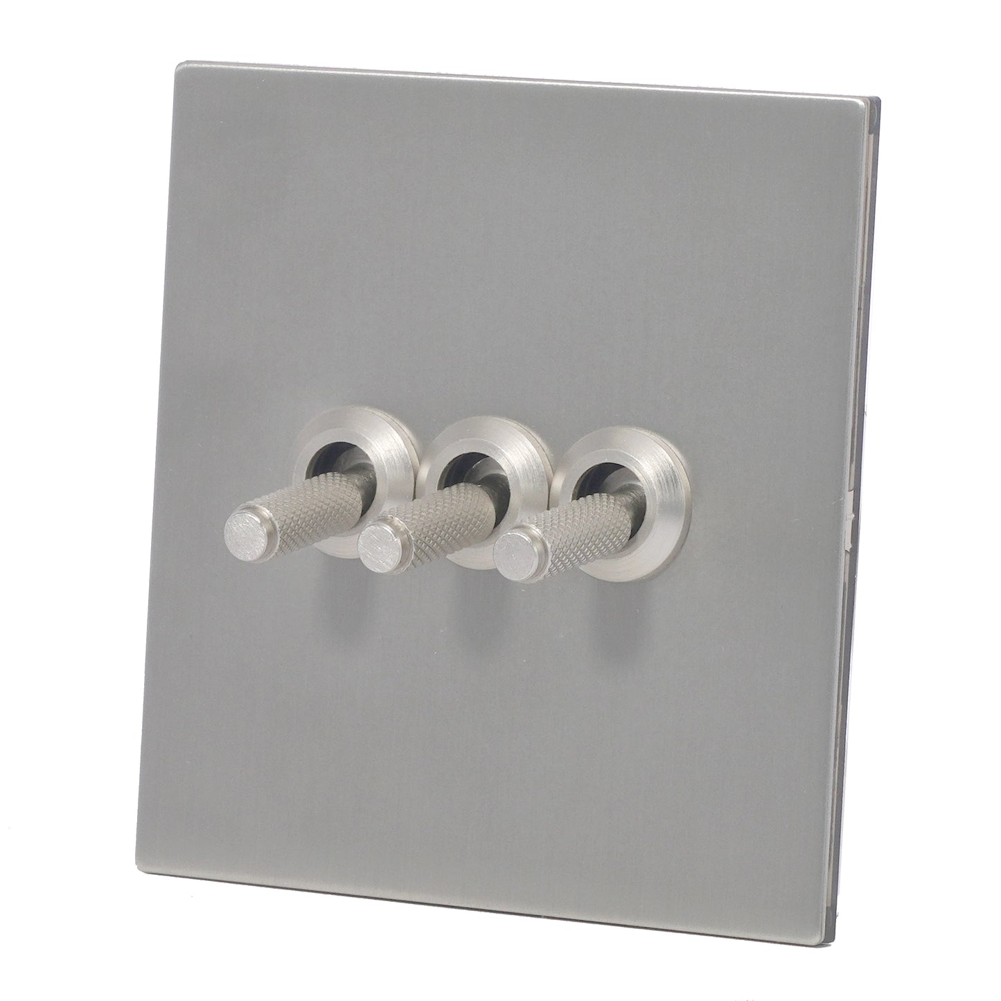 3 Gang 2 Way Switch – Knurled Toggle – Stainless Steel / Copper