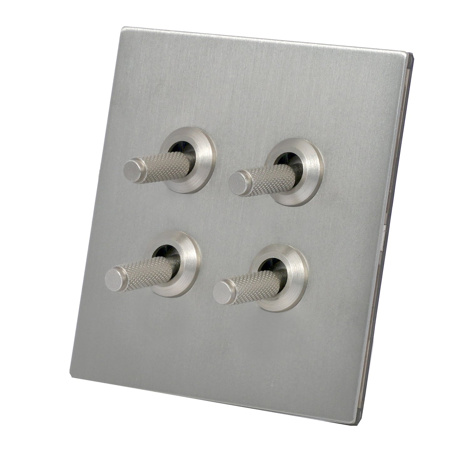 4 Gang 2 Way Switch (86) – Knurled Toggle – Stainless Steel / Copper