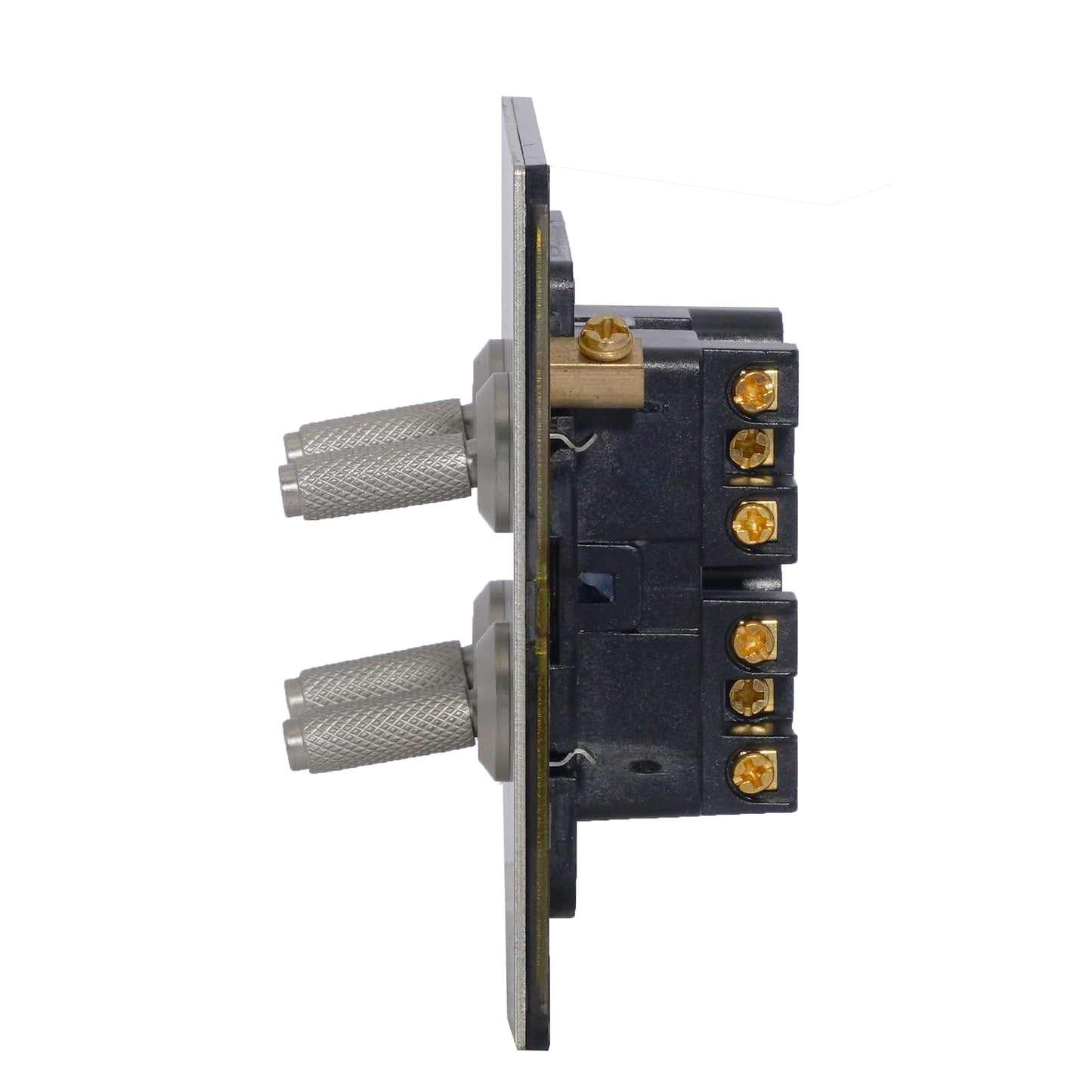 4 Gang 2 Way Switch (86) – Knurled Toggle – Stainless Steel / Copper