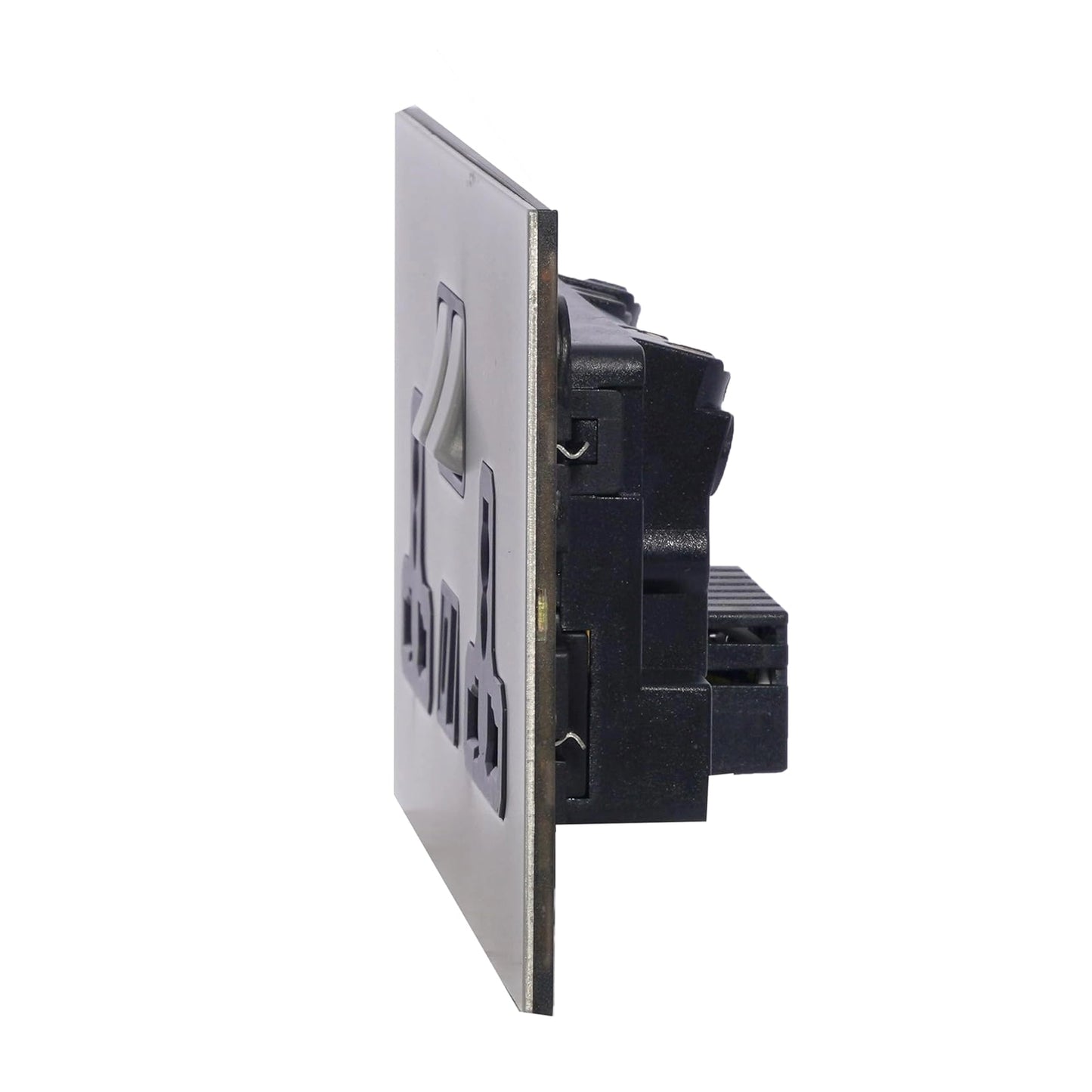 Double MF Socket 13A – On/Off + USB + Type-C – Stainless Steel