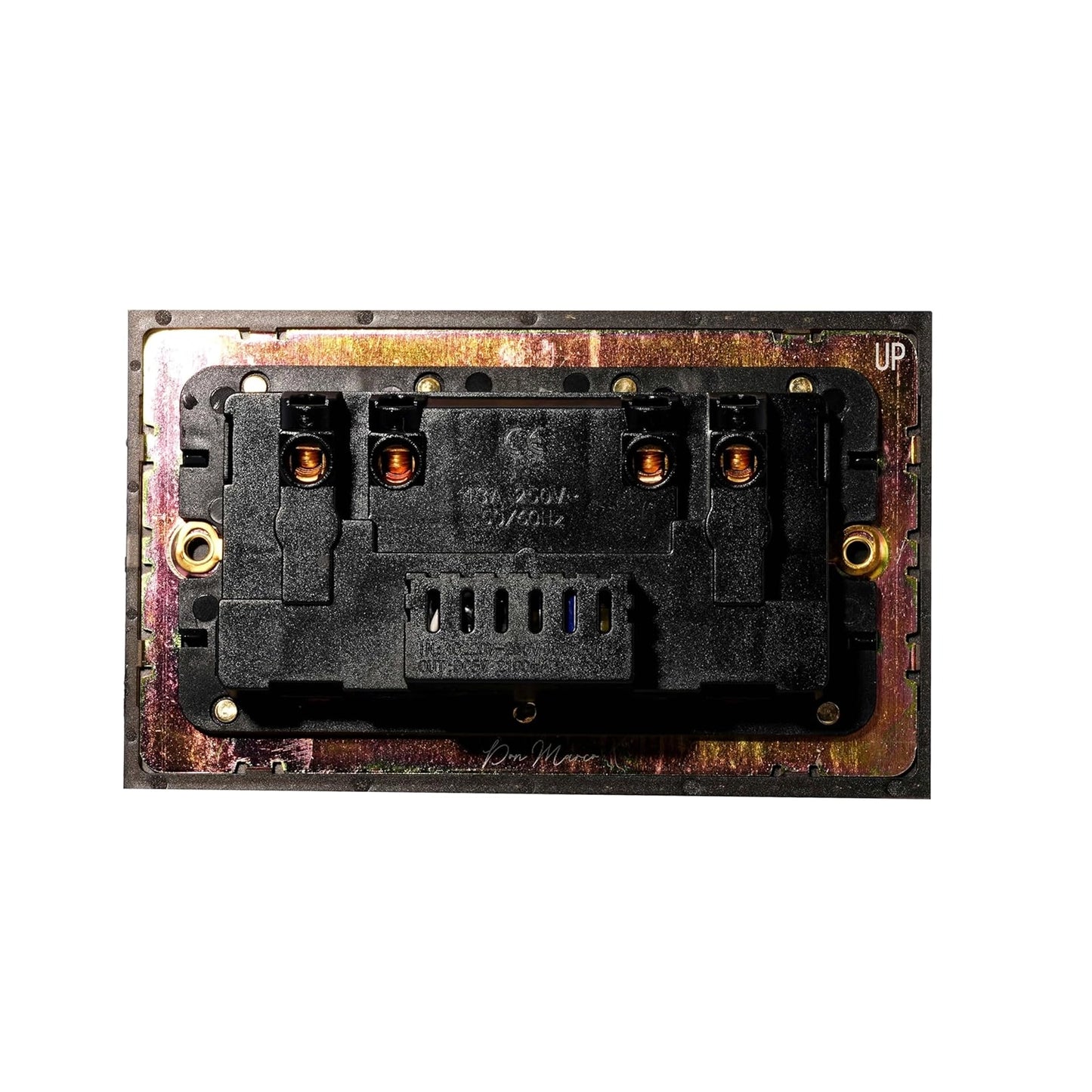Double MF Socket 13A – On/Off + USB + Type-C – Stainless Steel