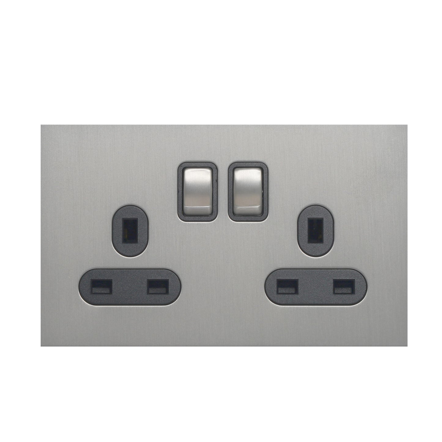 Double UK Socket 13A – On/Off – Stainless Steel