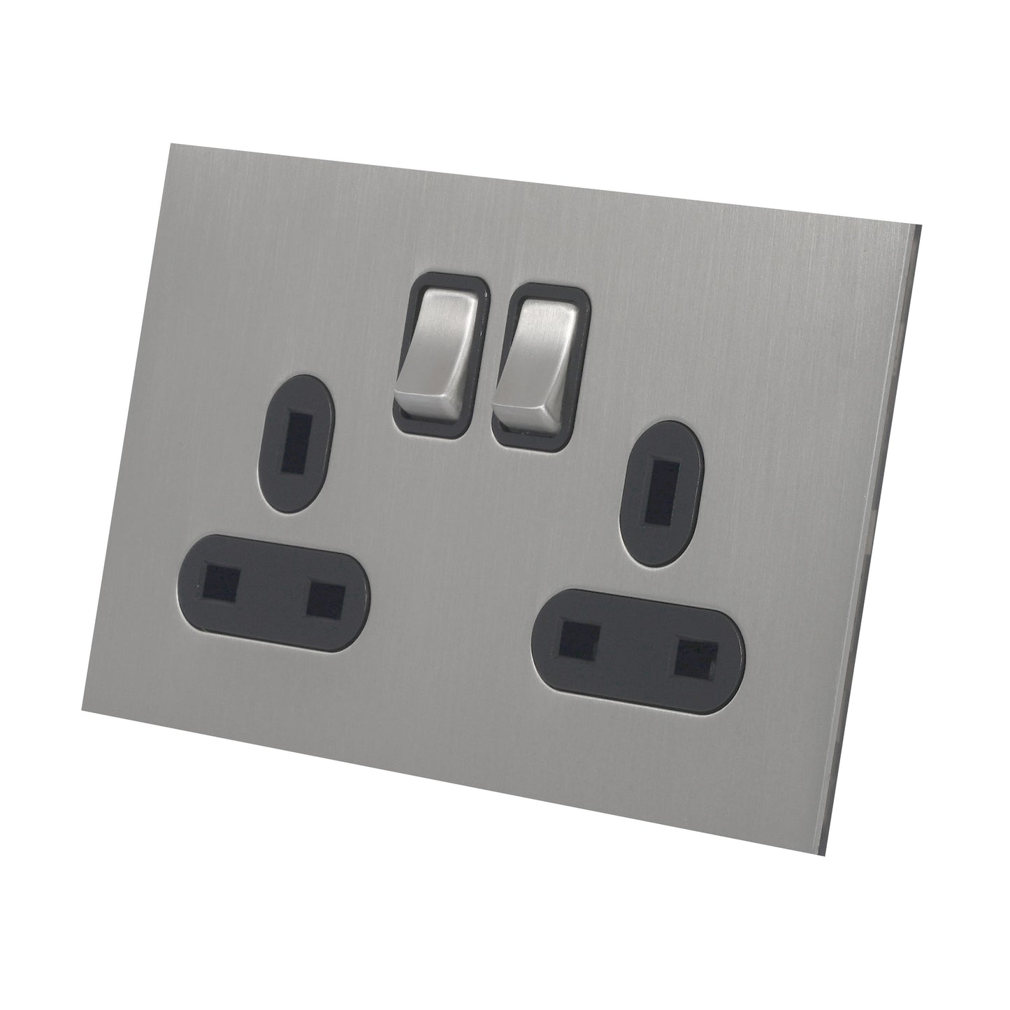 Double UK Socket 13A – On/Off – Stainless Steel