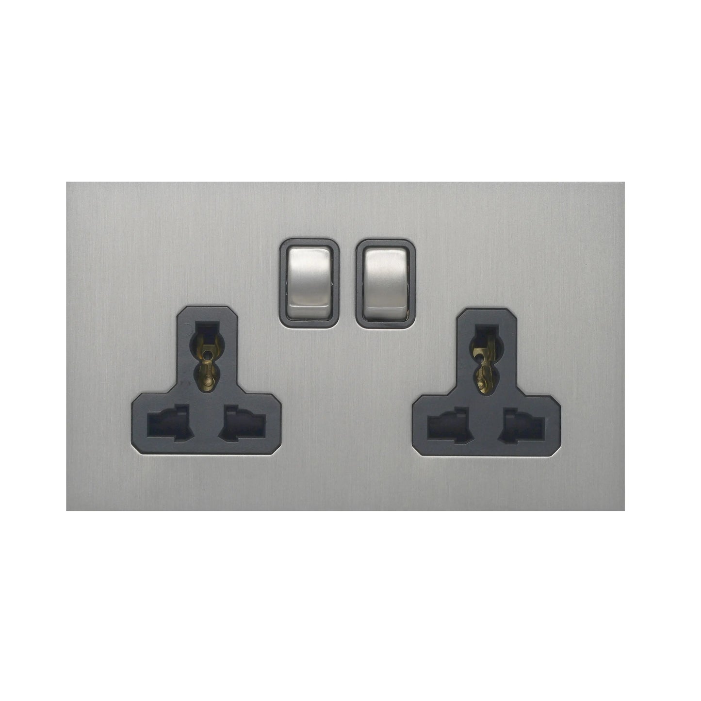 Double MF Socket 13A – On/Off – Stainless Steel