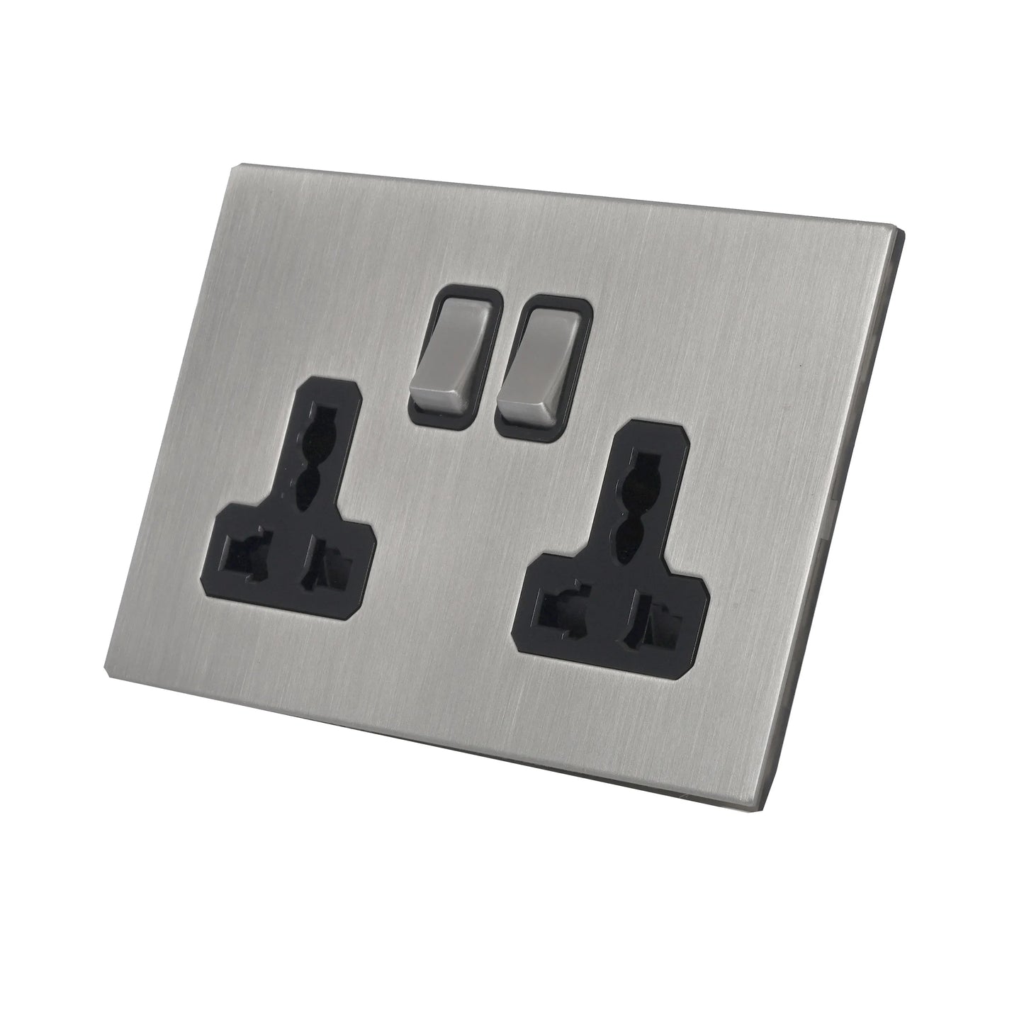 Double MF Socket 13A – On/Off – Stainless Steel