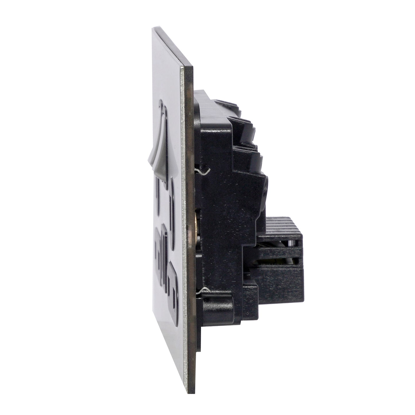 Double MF Socket 13A – On/Off + USB + Type-C – Stainless Steel