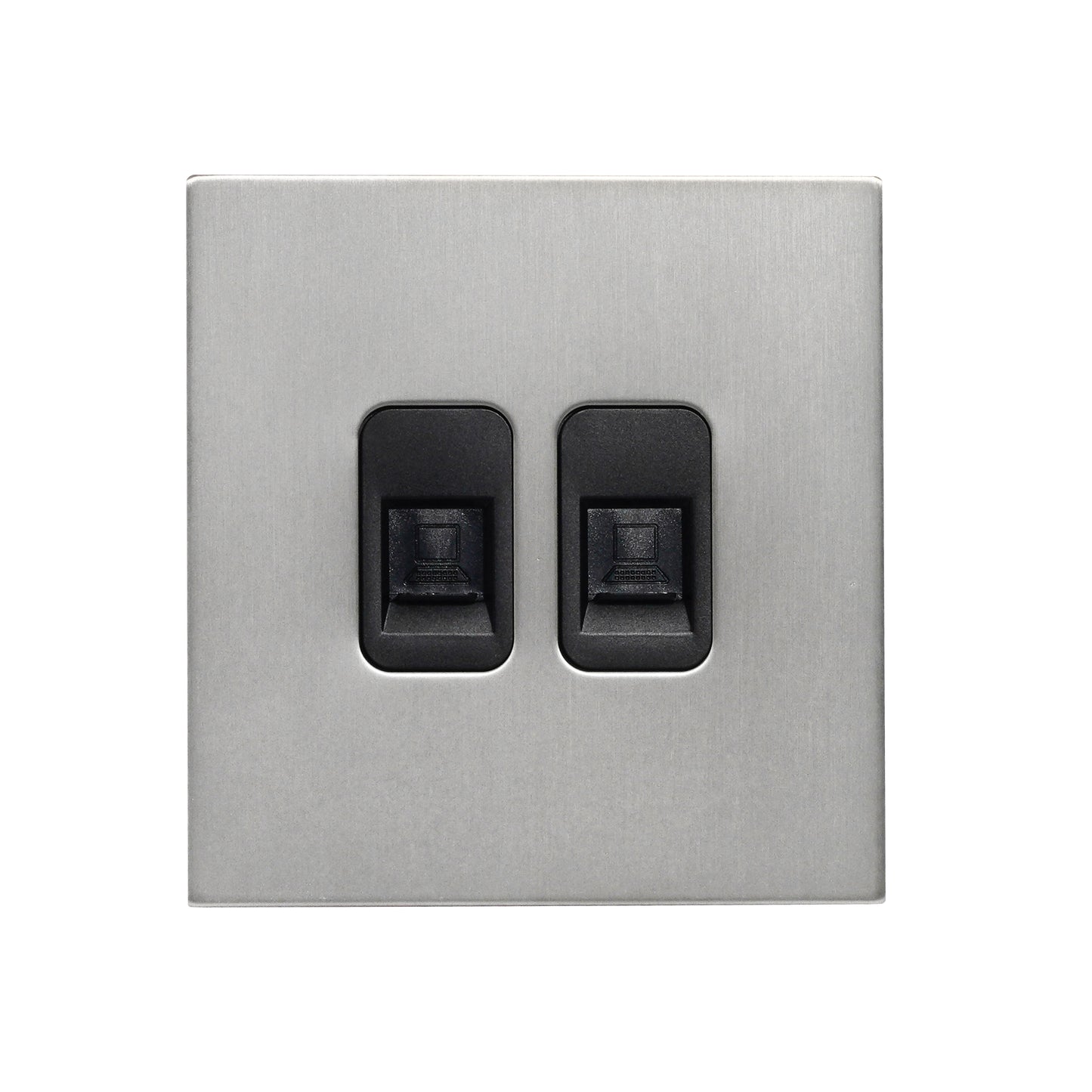 Double Computer Socket – (RJ45/CAT6) – Stainless Steel