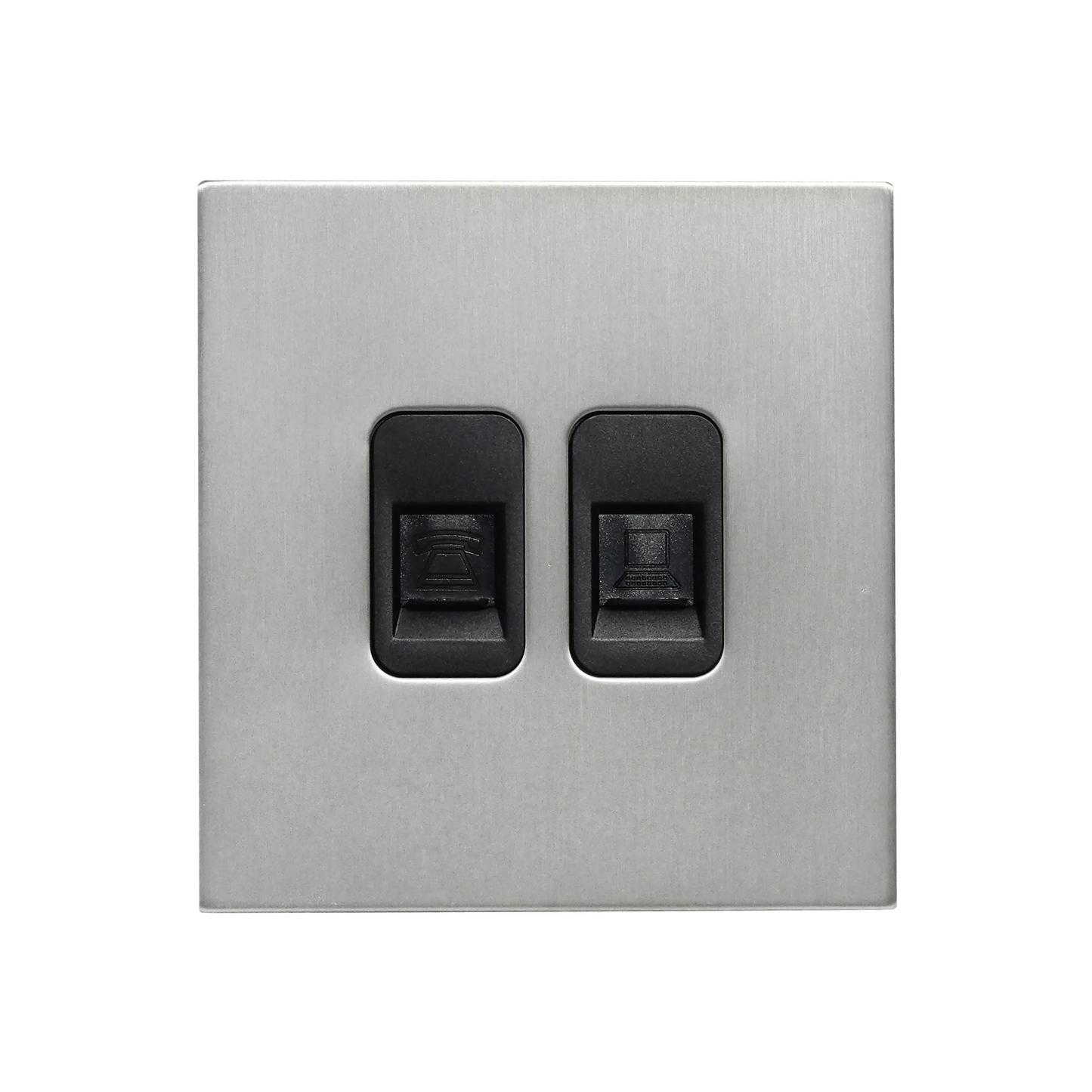 Tel + Computer Socket – Stainless Steel