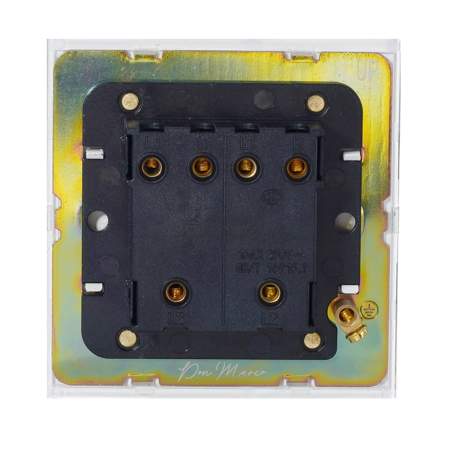 2 Gang Intermediate Switch – Plain Toggle – Stainless Steel / Copper