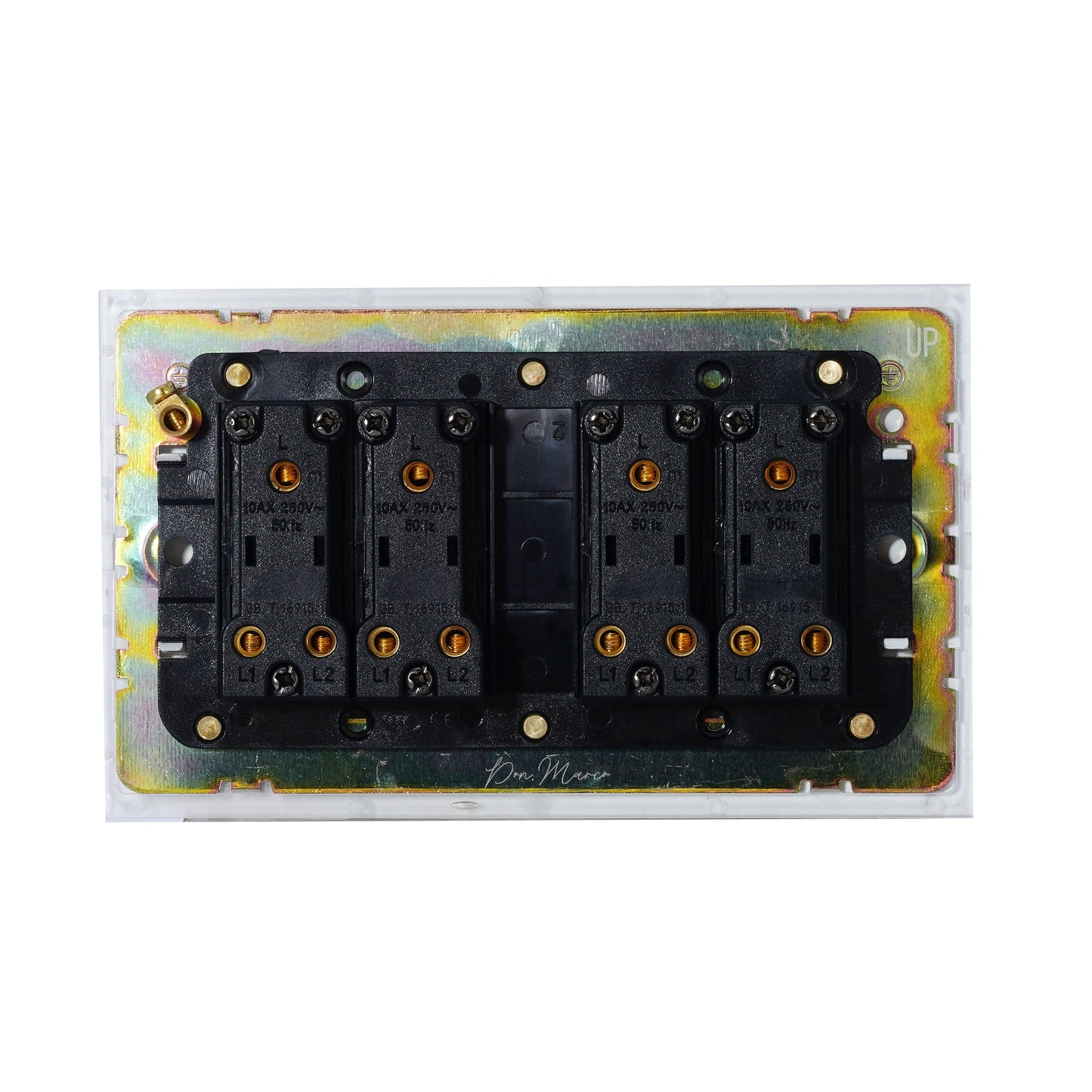 4 Gang 2 Way Switch (148) – Plain Toggle – Stainless Steel / Copper