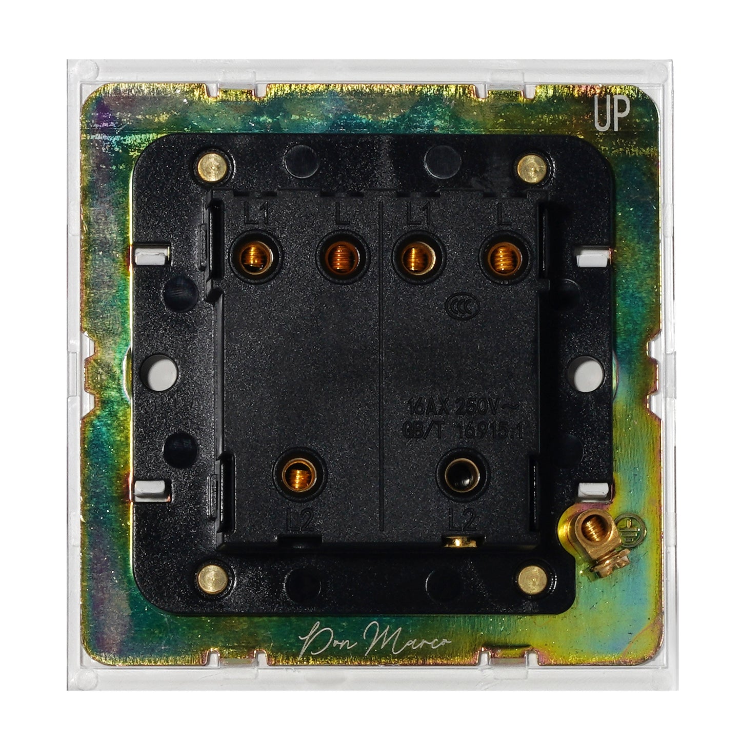 2 Gang 2 Way Switch – Knurled Toggle – Stainless Steel / Copper