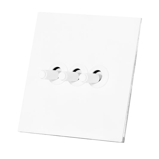 3 Gang 2 Way Switch – Knurled Toggle – Stainless Steel / Copper