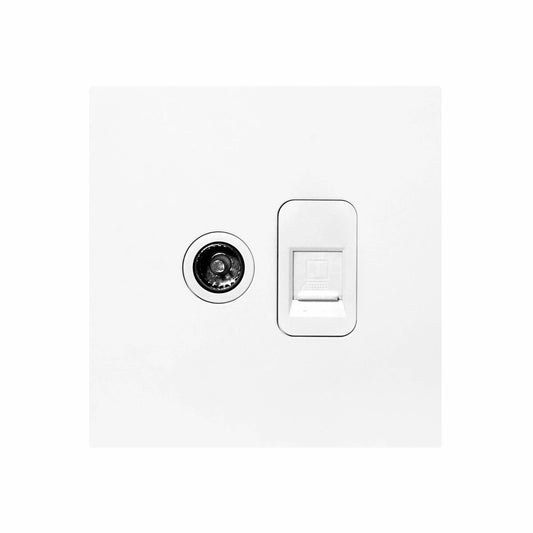TV + Computer Socket – Stainless Steel