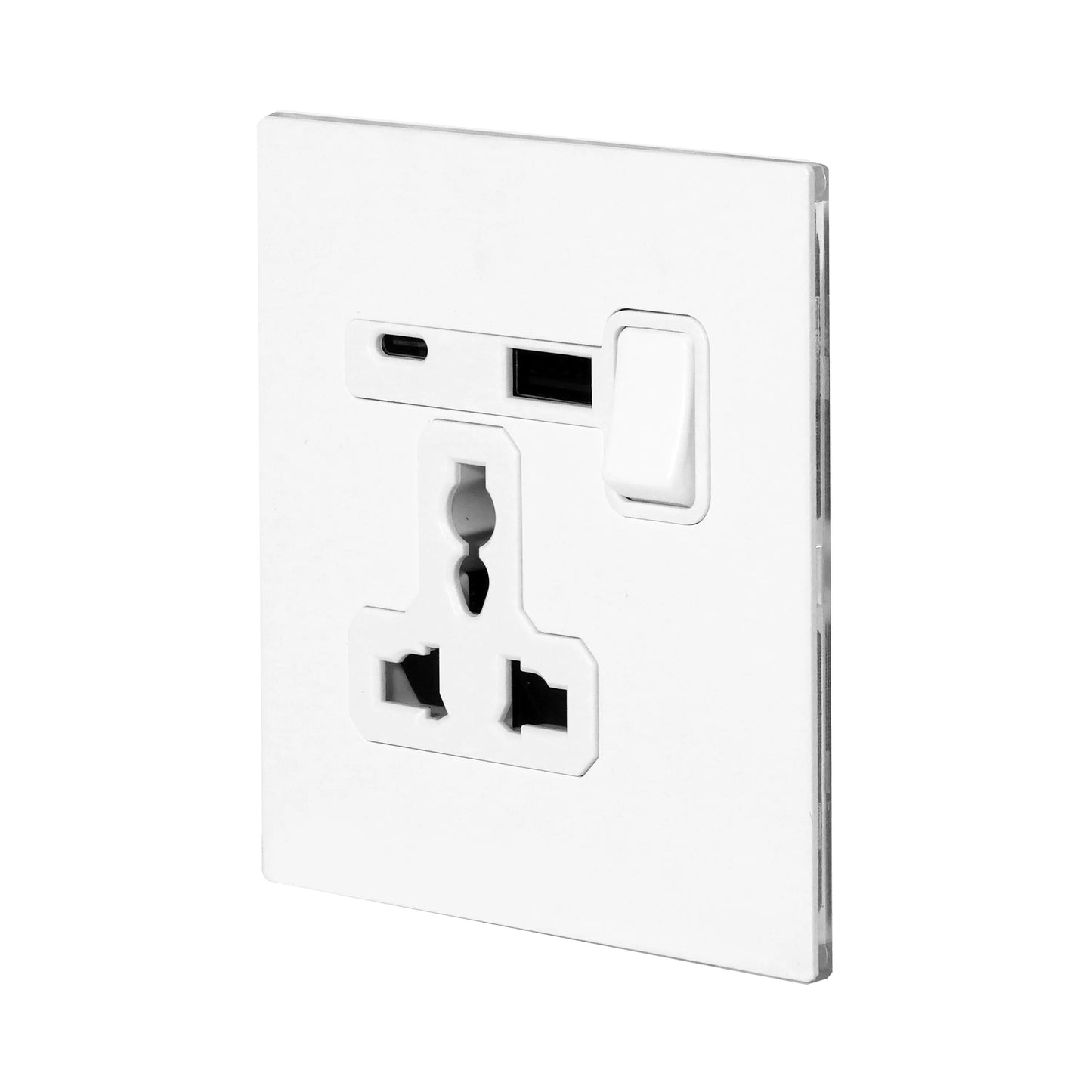Single MF Socket 13A – On/Off + USB + Type-C – Stainless Steel