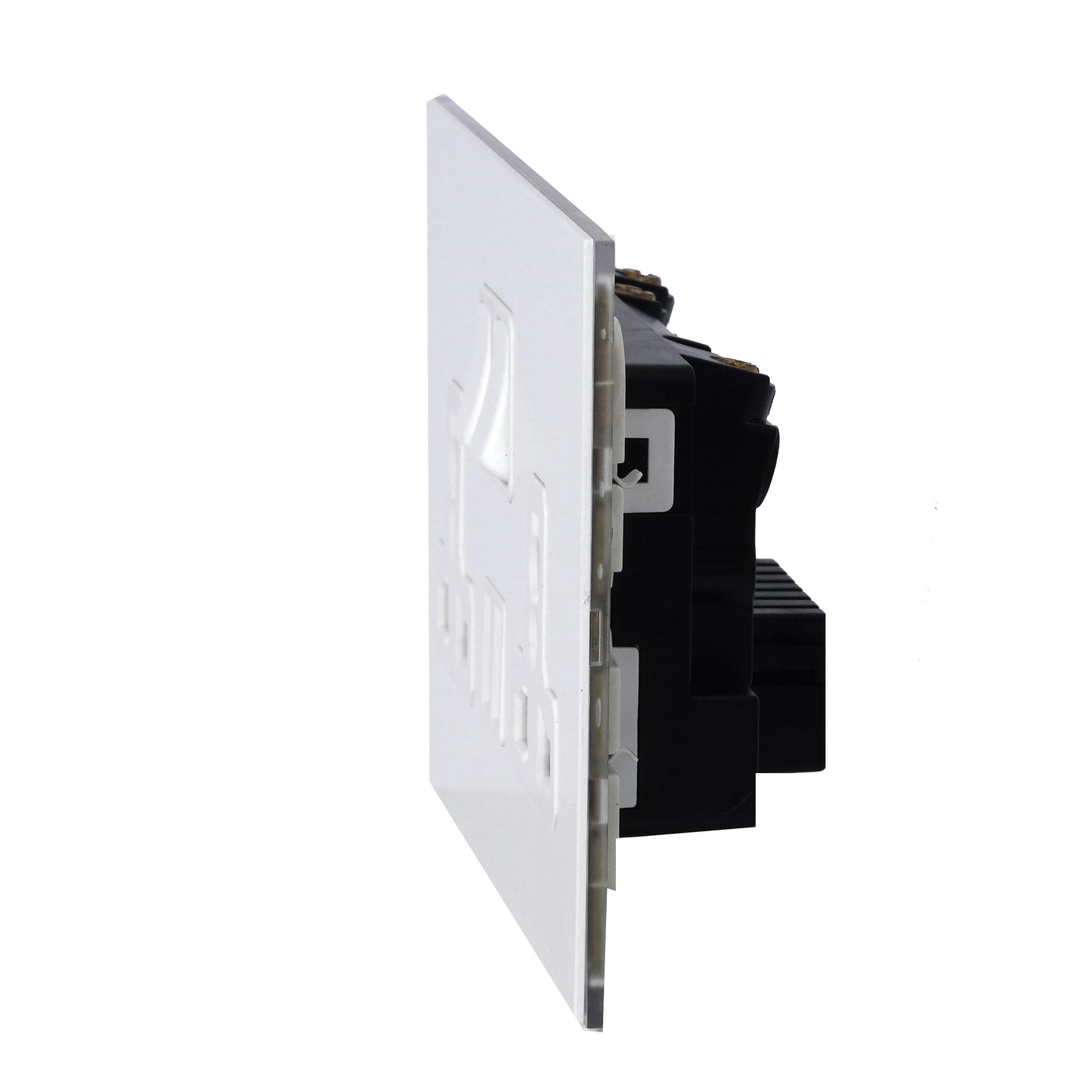 Double MF Socket 13A – On/Off + 2 USB – Stainless Steel