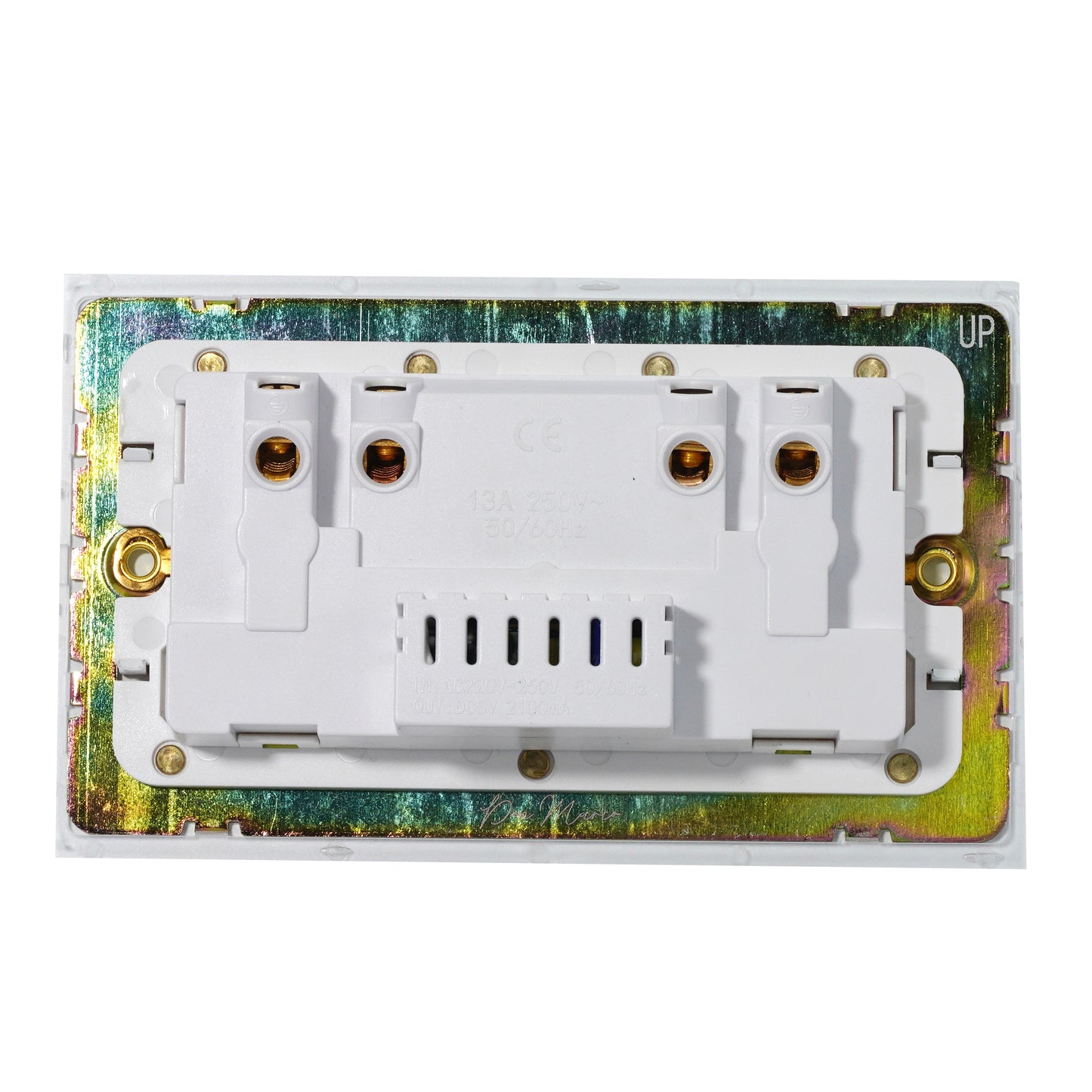 Double MF Socket 13A – On/Off + USB + Type-C – Stainless Steel