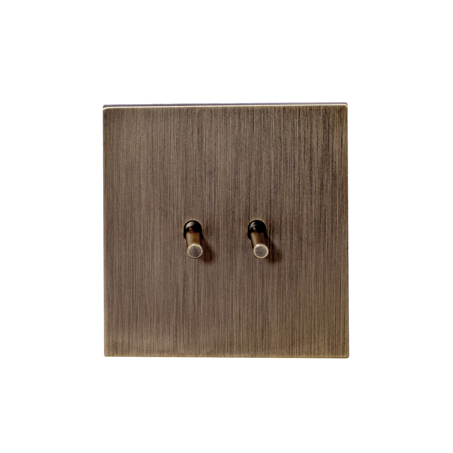 2 Gang 2 Way Switch – Plain Toggle – Stainless Steel / Copper