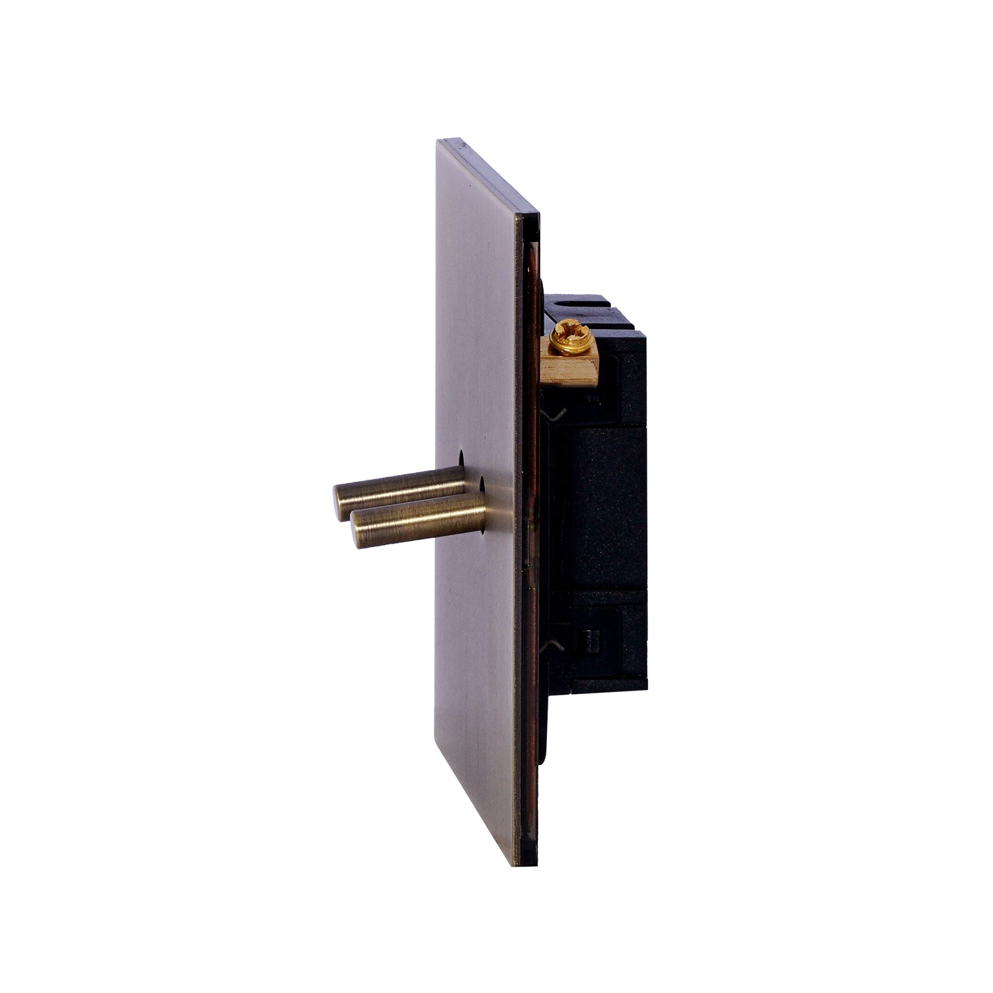 2 Gang 2 Way Switch – Plain Toggle – Stainless Steel / Copper