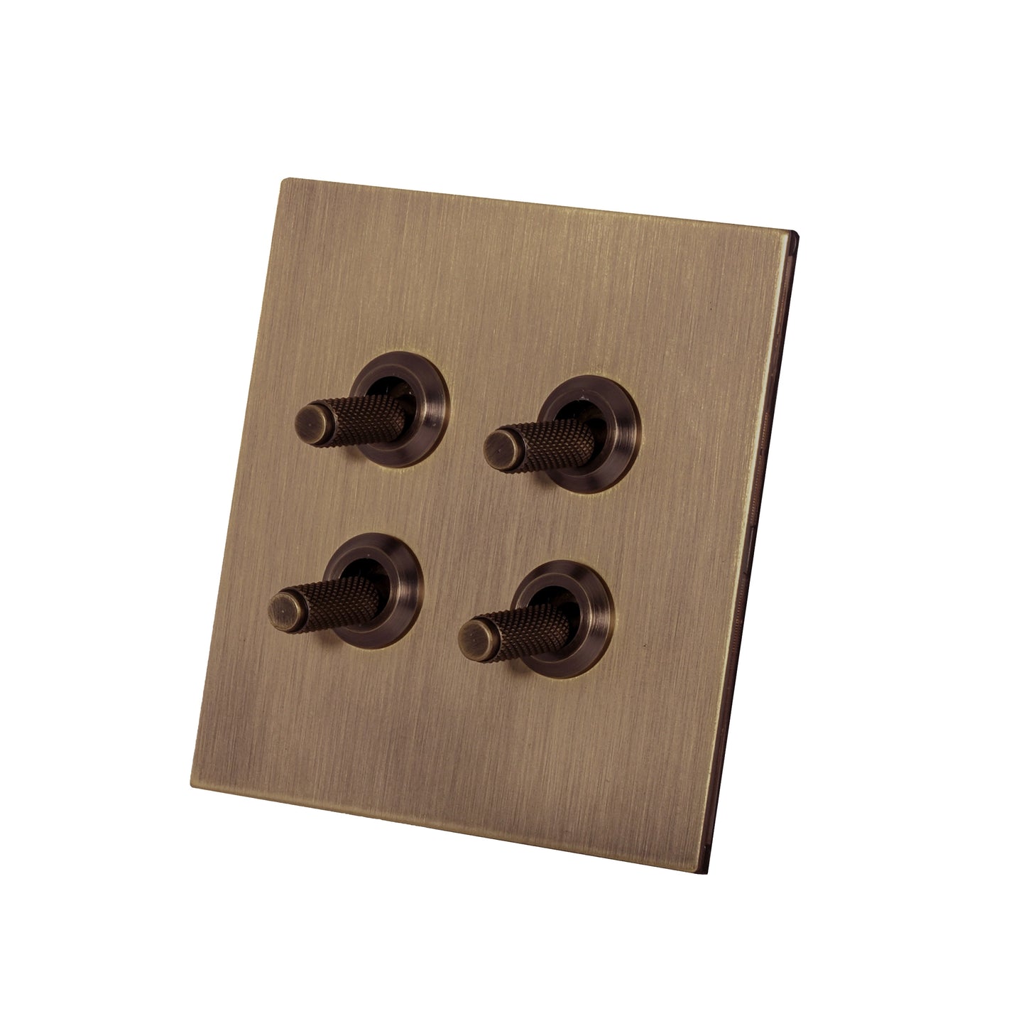 4 Gang 2 Way Switch (86) – Knurled Toggle – Stainless Steel / Copper