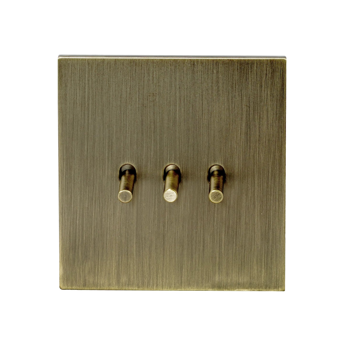 3 Gang 2 Way Switch – Plain Toggle – Stainless Steel / Copper