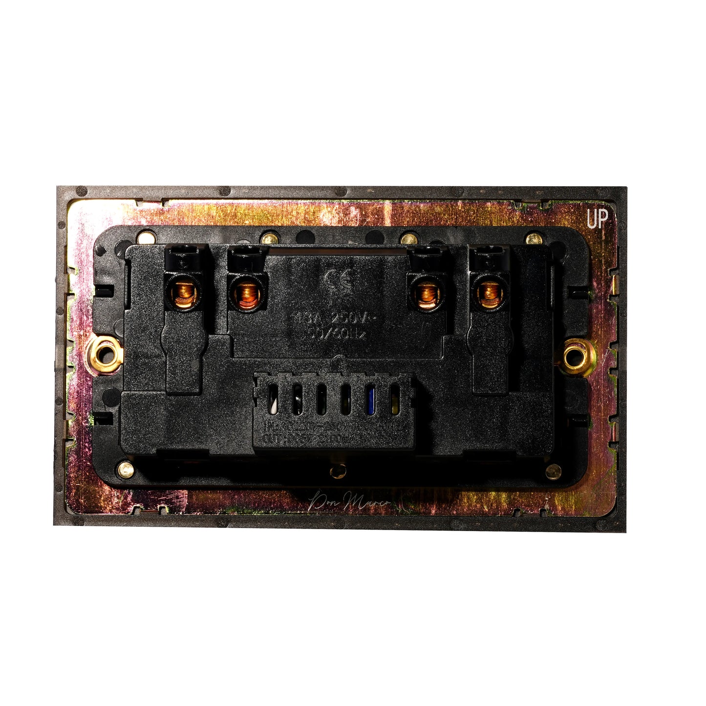 Double MF Socket 13A – On/Off + USB + Type-C – Stainless Steel