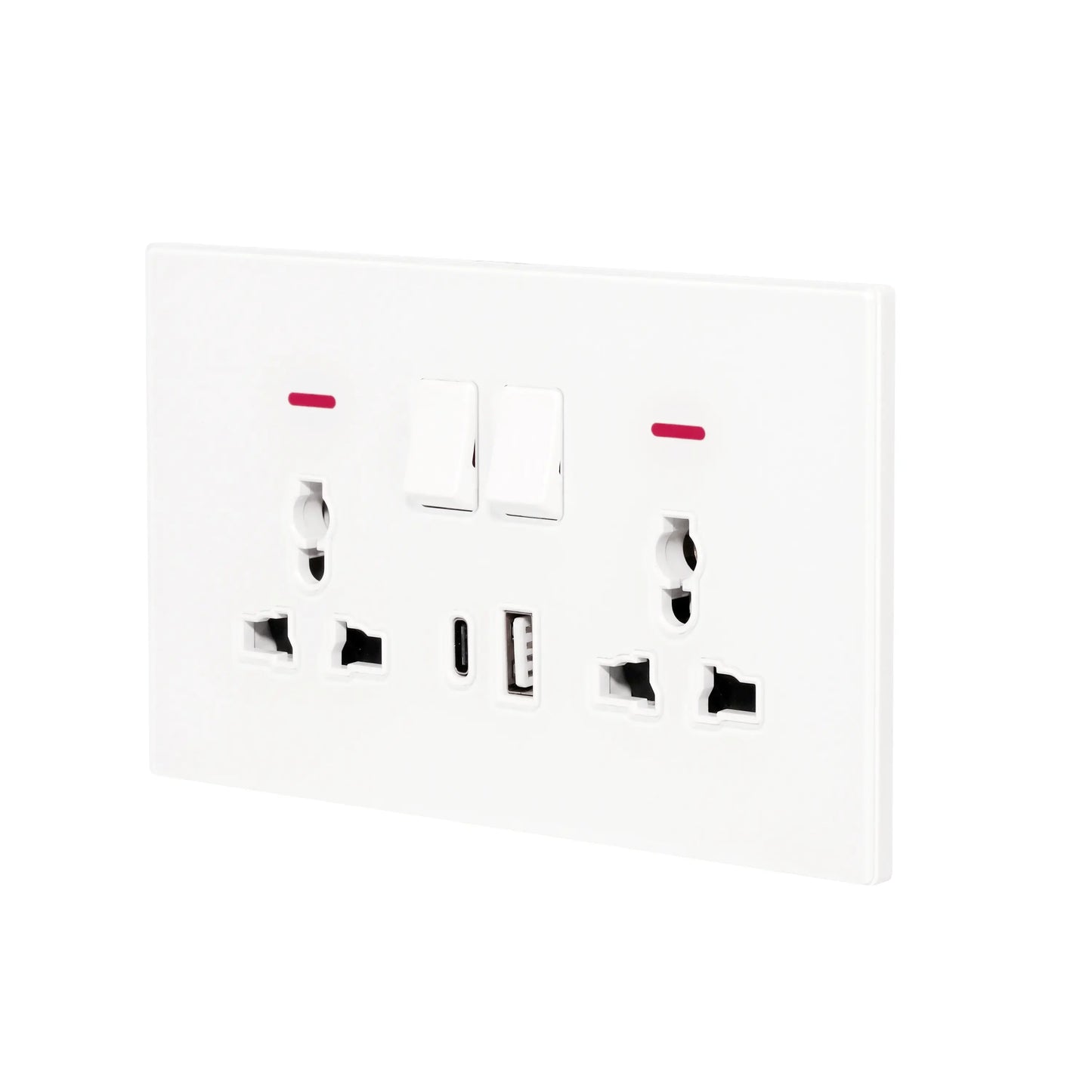 Double MF Socket 13A – USB + Type-C (5V 2.1A) – Ultra Thin Acrylic Glass