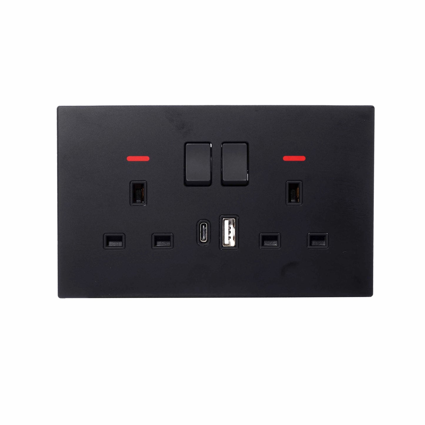 Double UK Socket 13A – USB + Type-C (5V 2.1A) – Ultra Thin Acrylic Glass