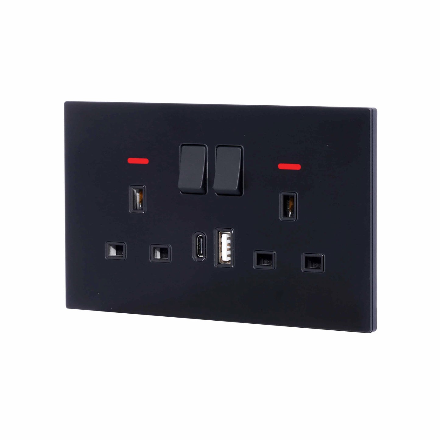 Double UK Socket 13A – USB + Type-C (5V 2.1A) – Ultra Thin Acrylic Glass