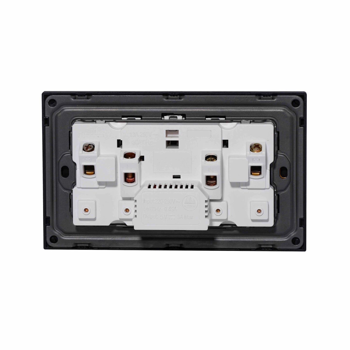 Double UK Socket 13A – USB + Type-C (5V 2.1A) – Ultra Thin Acrylic Glass