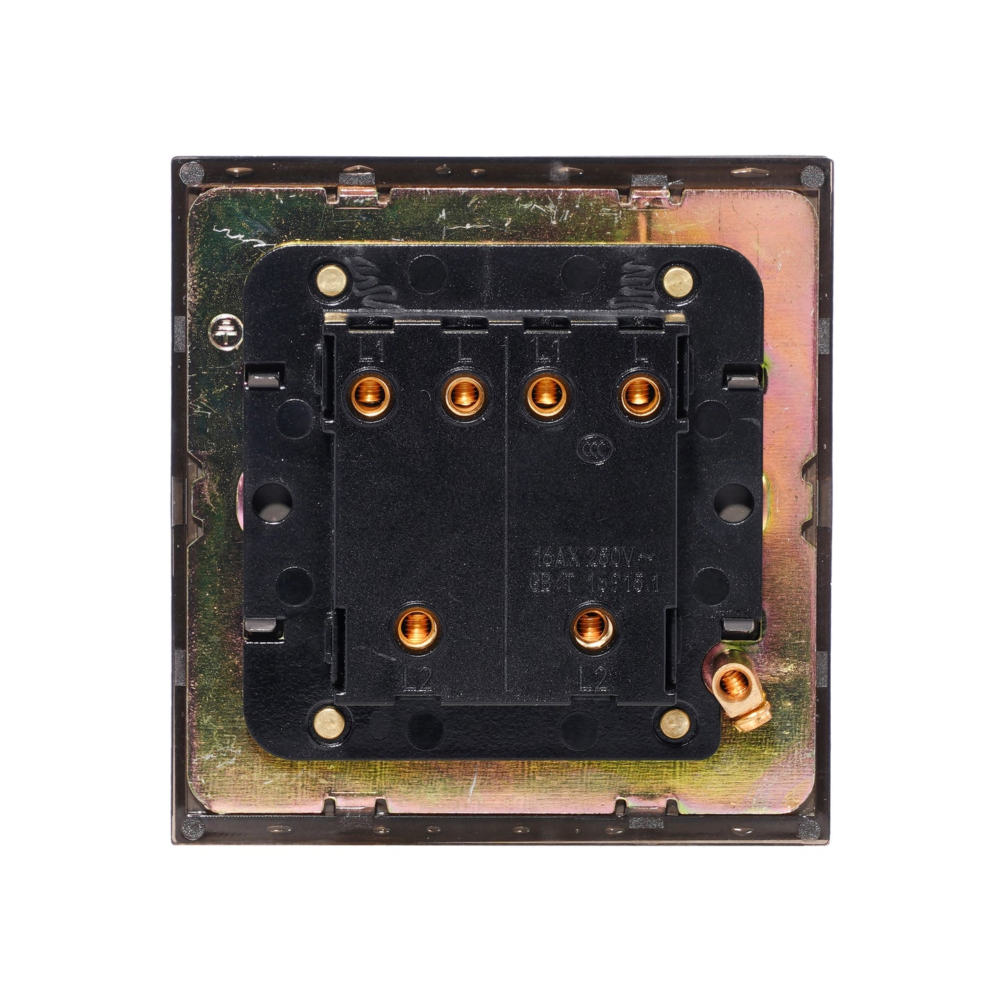 2 Gang 2 Way Switch – Plain Toggle – Stainless Steel / Copper
