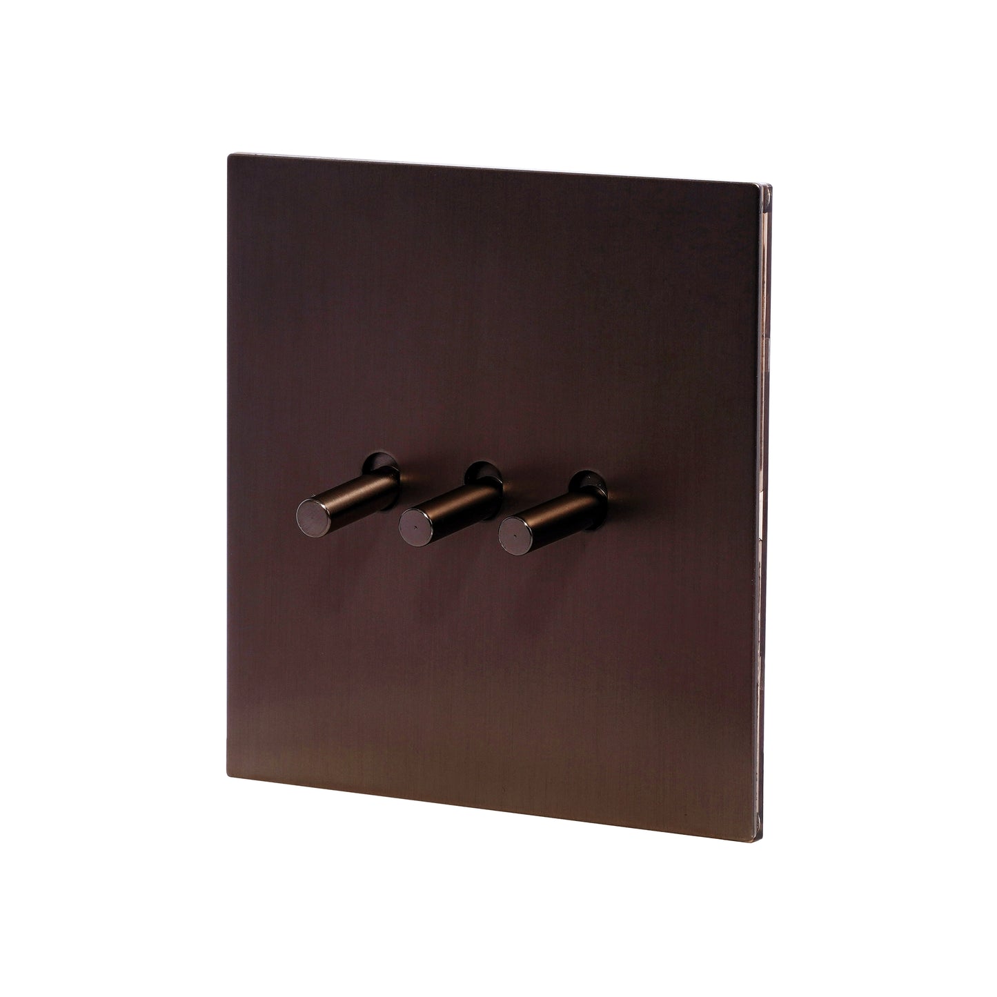 3 Gang 2 Way Switch – Plain Toggle – Stainless Steel / Copper