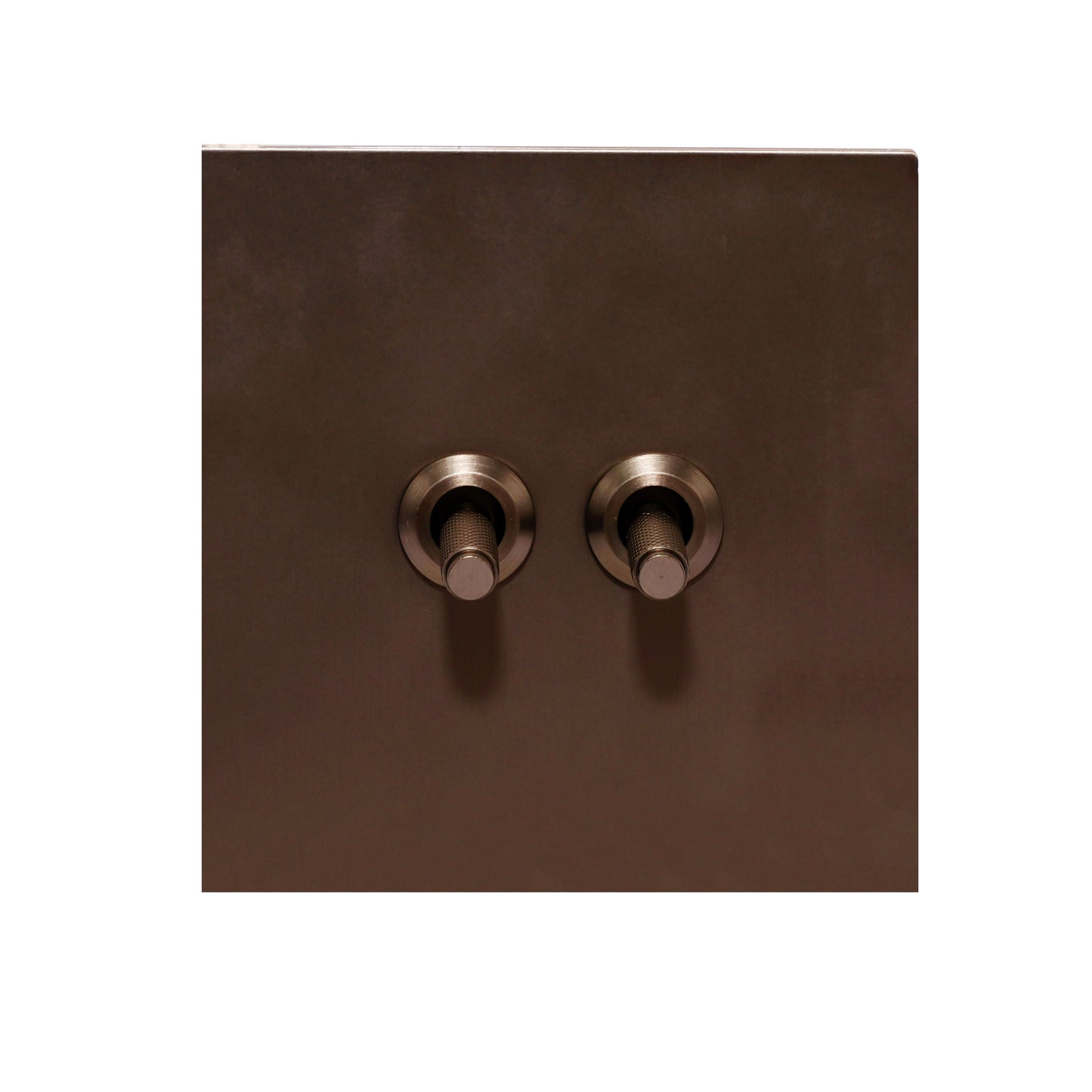 2 Gang 2 Way Switch – Knurled Toggle – Stainless Steel / Copper