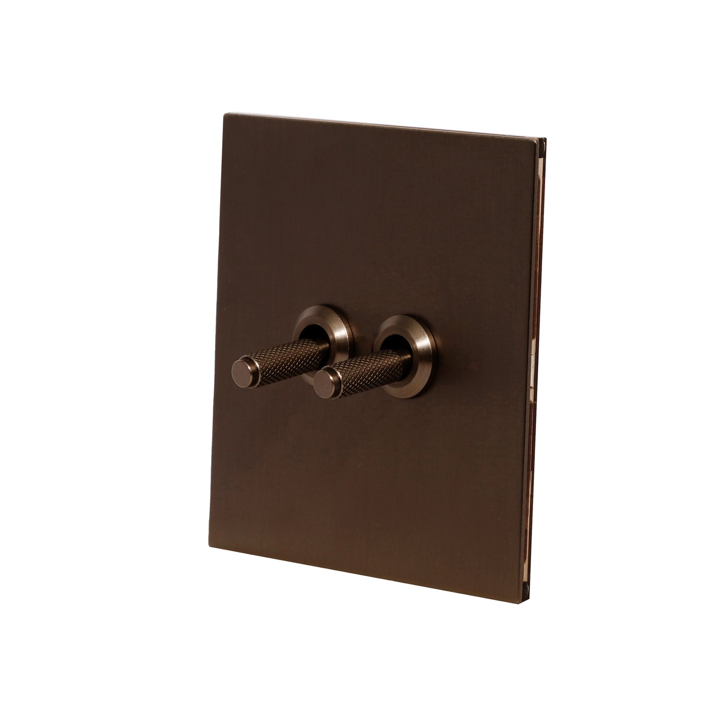 2 Gang 2 Way Switch – Knurled Toggle – Stainless Steel / Copper