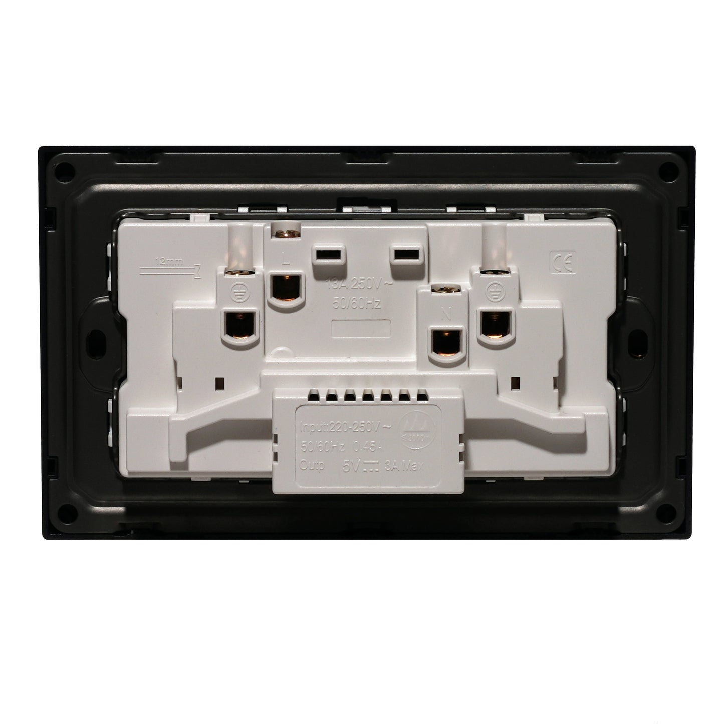 Double MF Socket 13A – USB + Type-C (5V 2.1A) – Ultra Thin Acrylic Glass