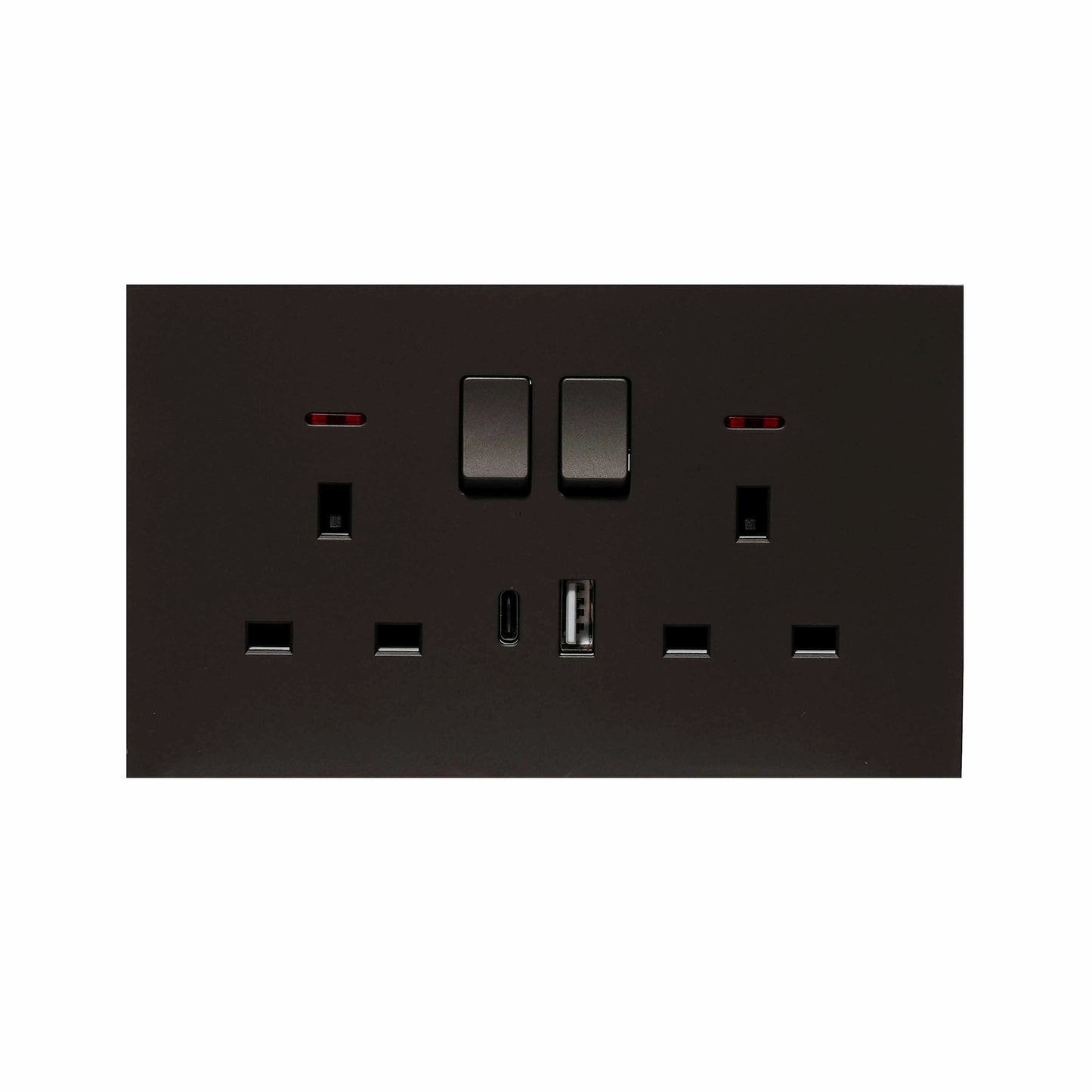 Double UK Socket 13A – USB + Type-C (5V 2.1A) – Ultra Thin Plastic
