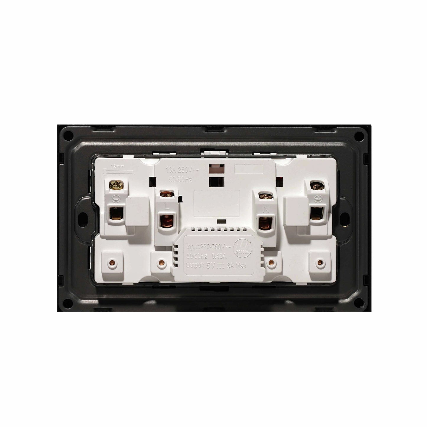 Double UK Socket 13A – USB + Type-C (5V 2.1A) – Ultra Thin Plastic