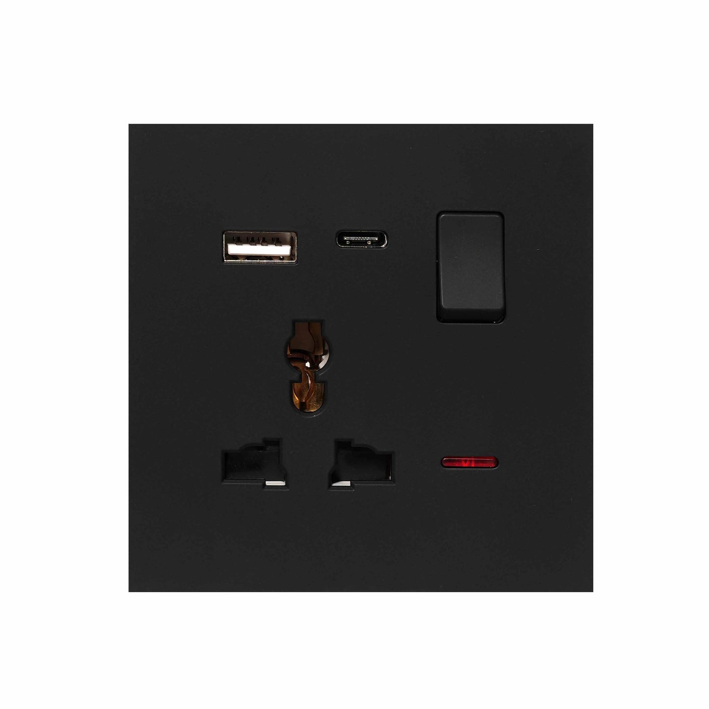 Single MF Socket 13A USB + Type-C (5V 2.1A) – Ultra Thin Plastic
