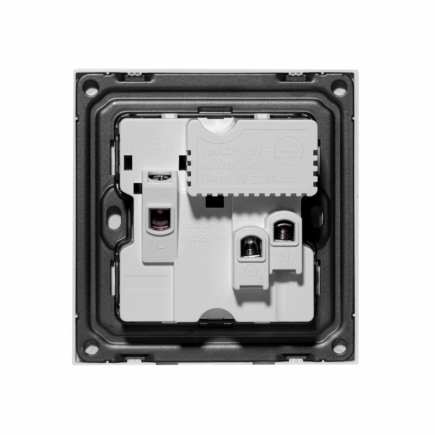 Single MF Socket 13A USB + Type-C (5V 2.1A) – Ultra Thin Plastic