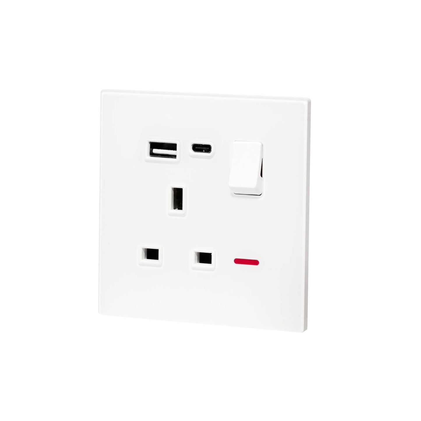 Single UK Socket 13A USB + Type-C (5V 2.1A) – Ultra Thin Acrylic Glass