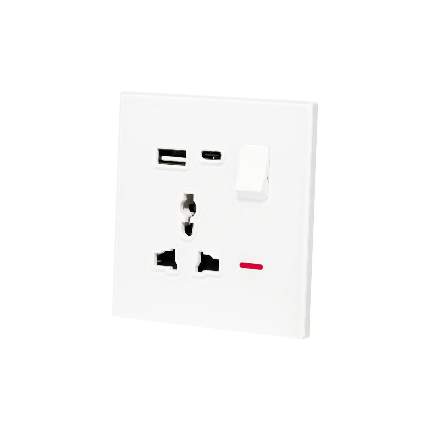 Single MF Socket 13A USB + Type-C (5V 2.1A) – Ultra Thin Acrylic Glass