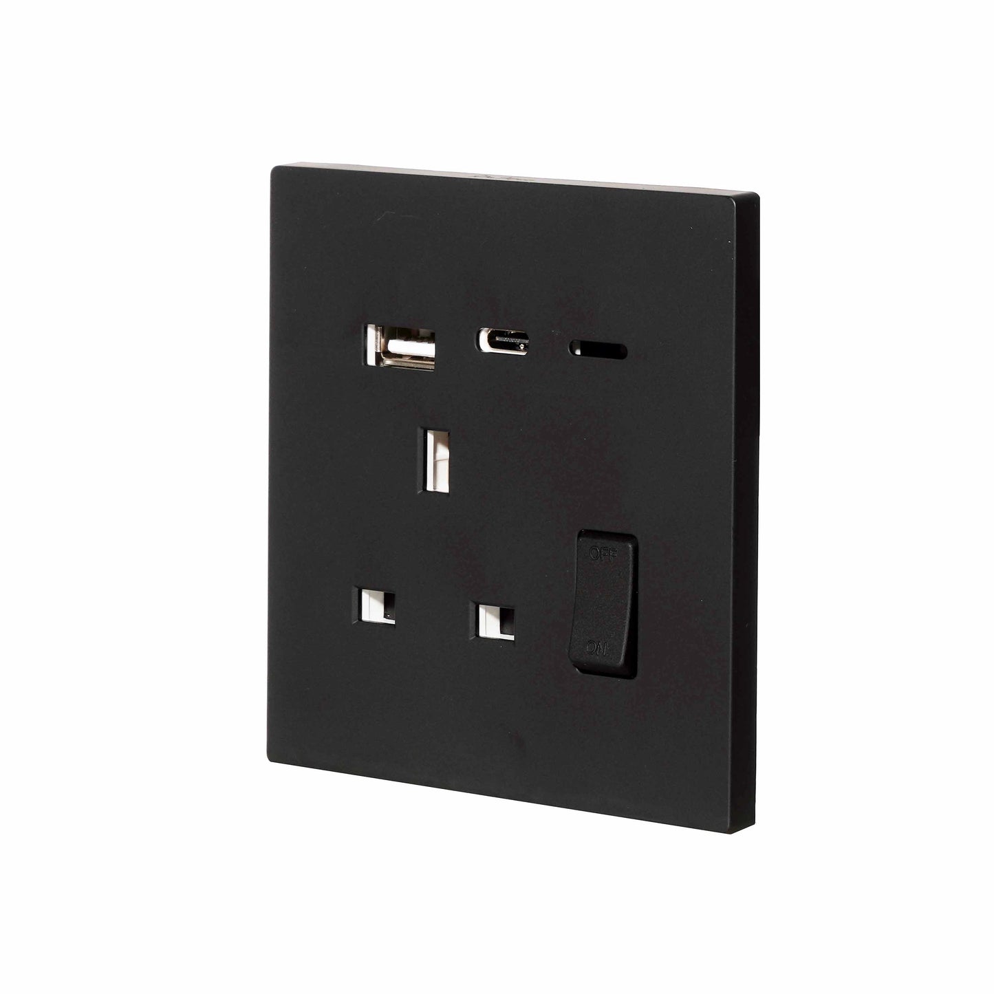 Single UK Socket 13A USB + Type-C (5V 2.1A) – Ultra Thin Plastic